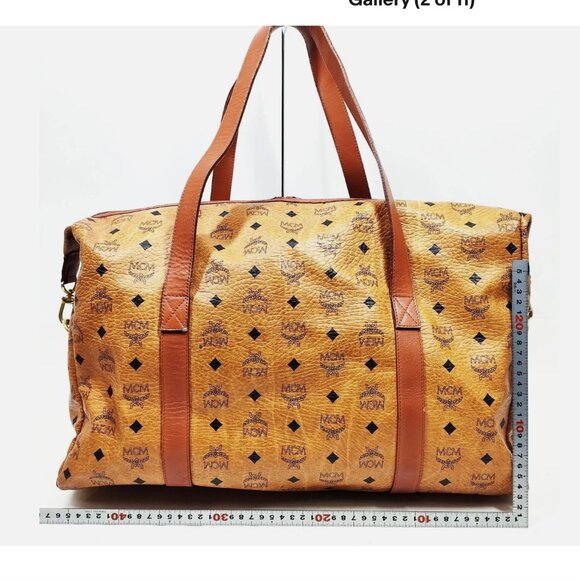 MCM Boston Bag Cognac Visetos Monogramm - Picture 2 of 12